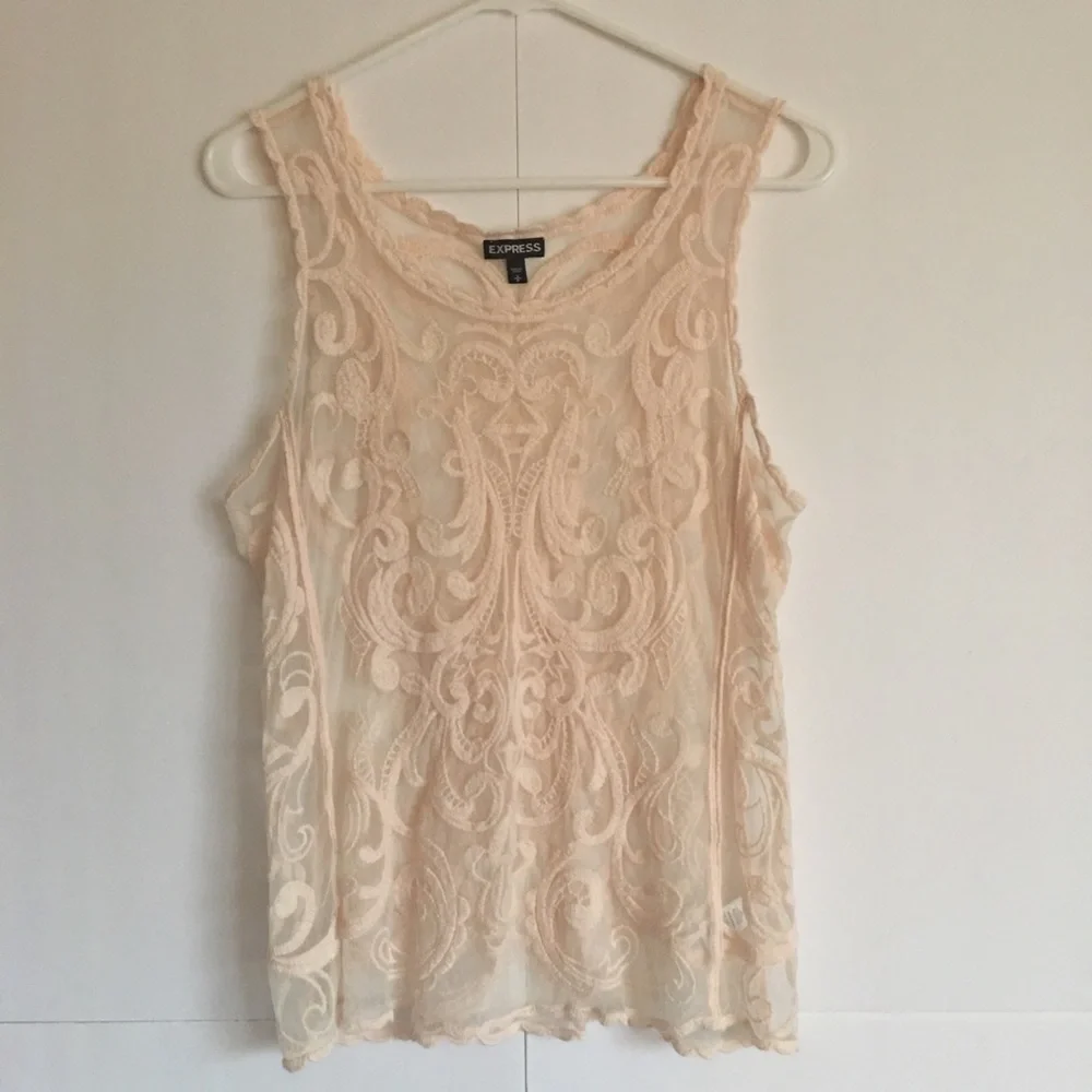 Express Lace Detail Sheer tank size S - Picture 1 of 3